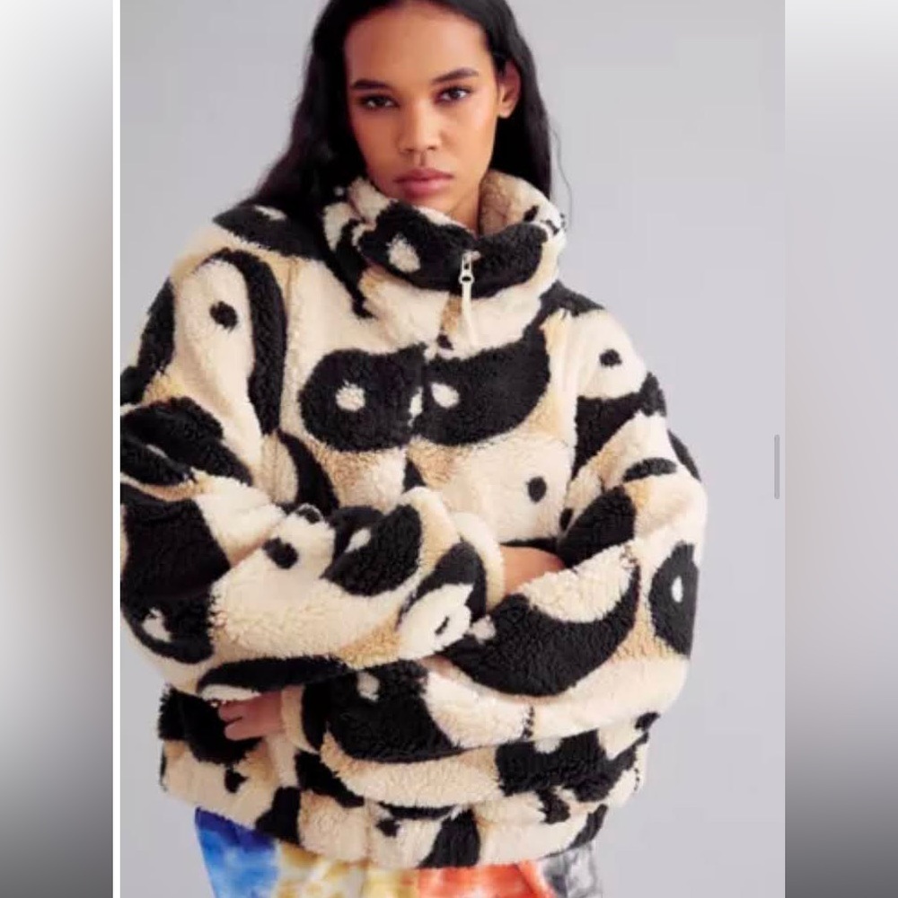 Yin Yang fleece bomber jacket